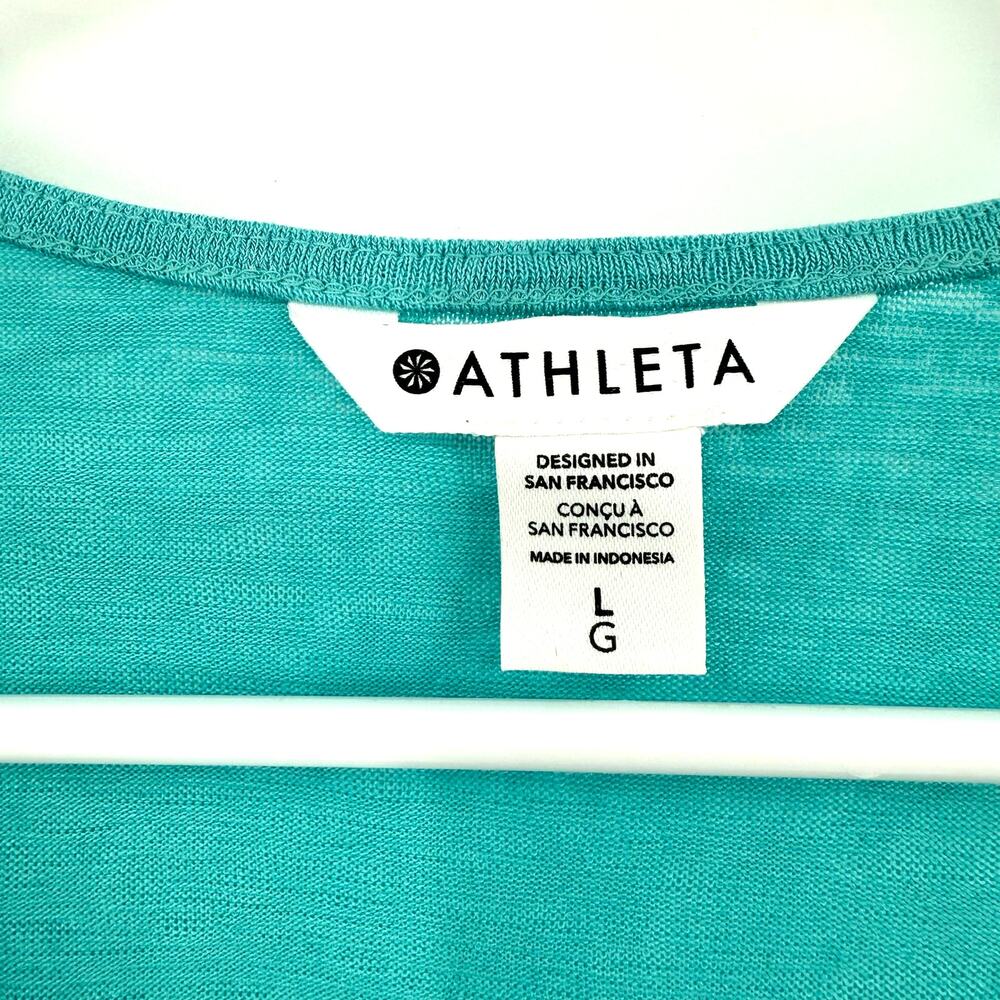Athleta Size Large Sleeveless Blouse Tank Top Wrap Front Lighter Blue Casual - Picture 3 of 5